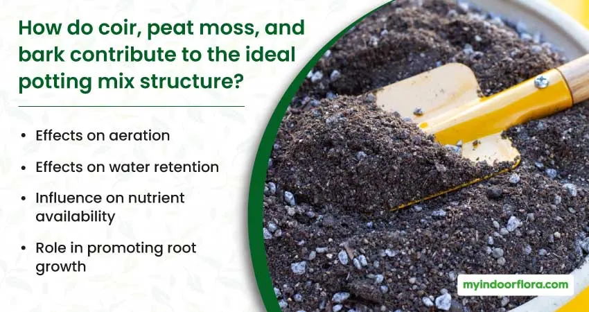 How Do Coir Peat Moss And Bark Contribute To The Ideal Potting Mix Structure