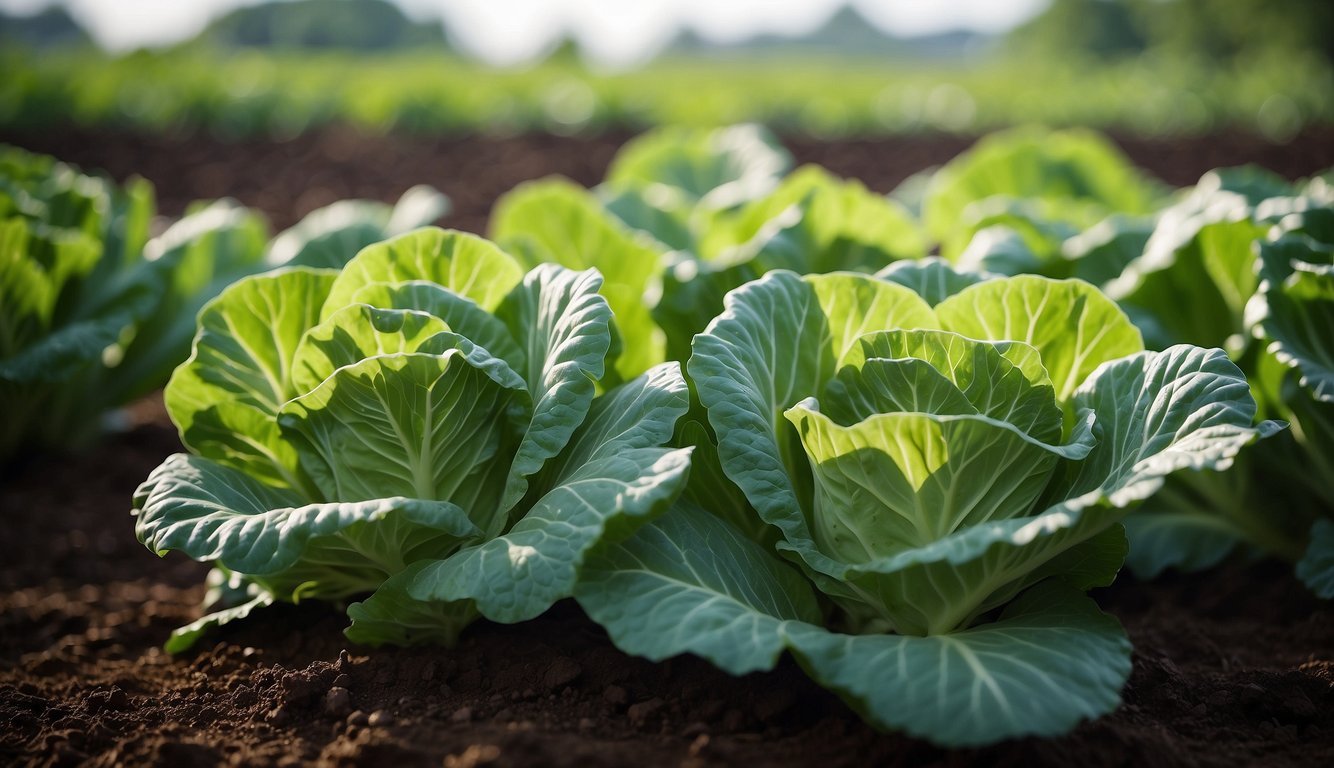 Lush green cabbage plants thriving in nutrient-rich clay soil