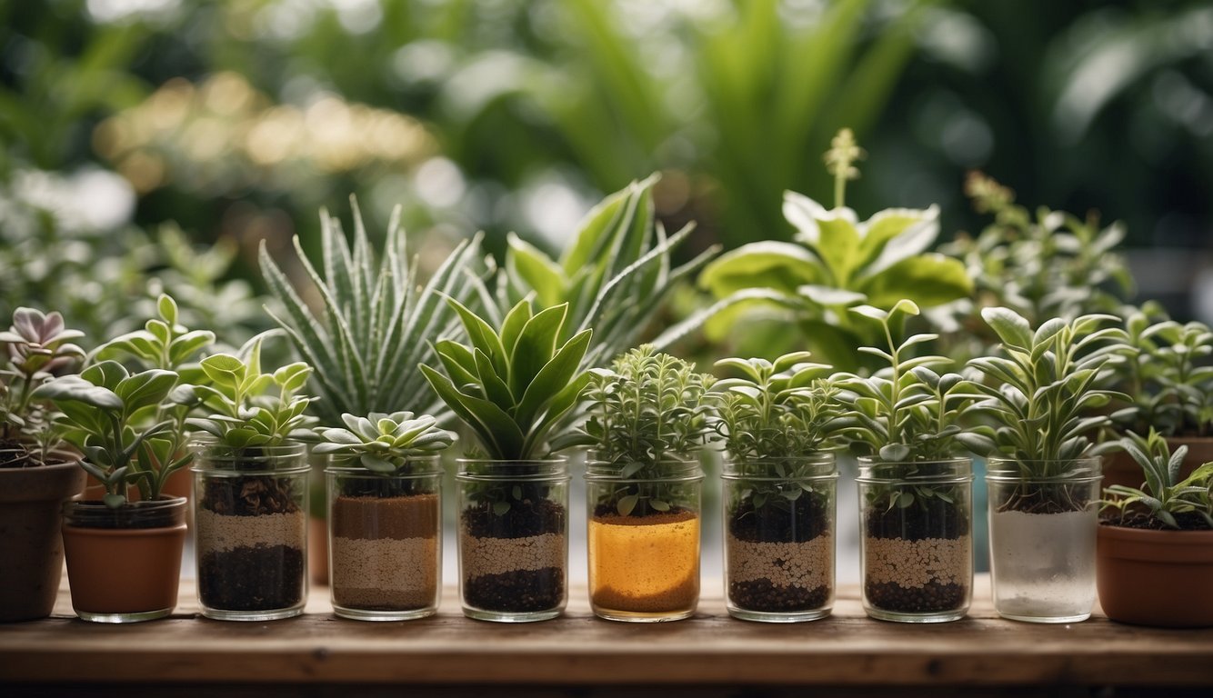 A variety of plants are grouped together based on their water needs. Each group is labeled with smart watering tips for home gardeners