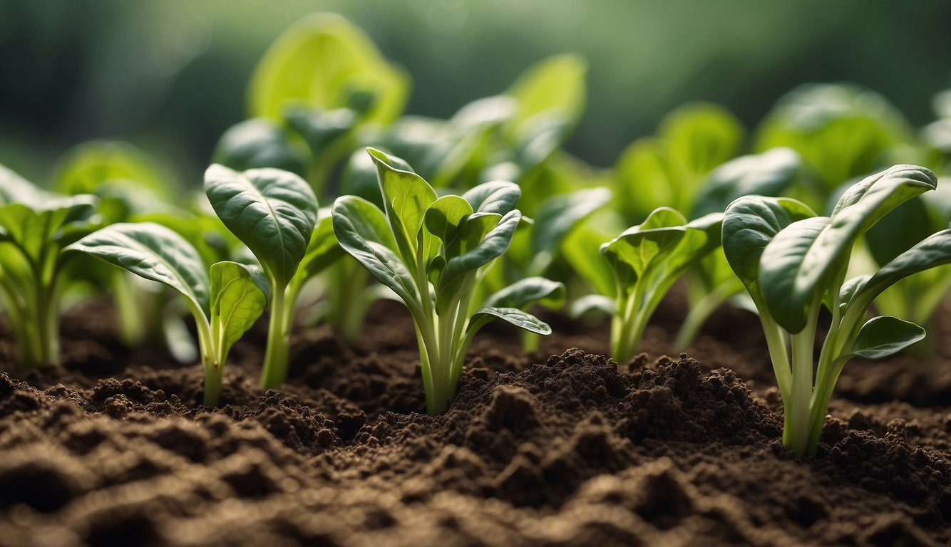 Lush Green Spinach Plants Thriving In Nutrient-Rich Clay Soil